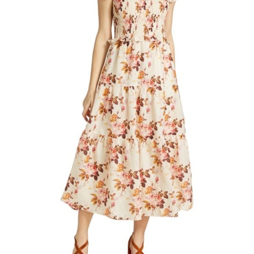Sea New York Cream Floral Midi Dress
